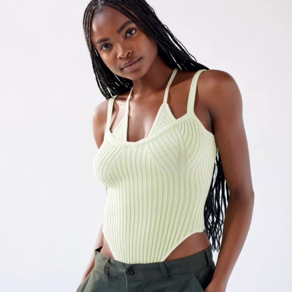 NWT Urban Outfitters Out From Under Hazel Ribbed Bodysuit Green